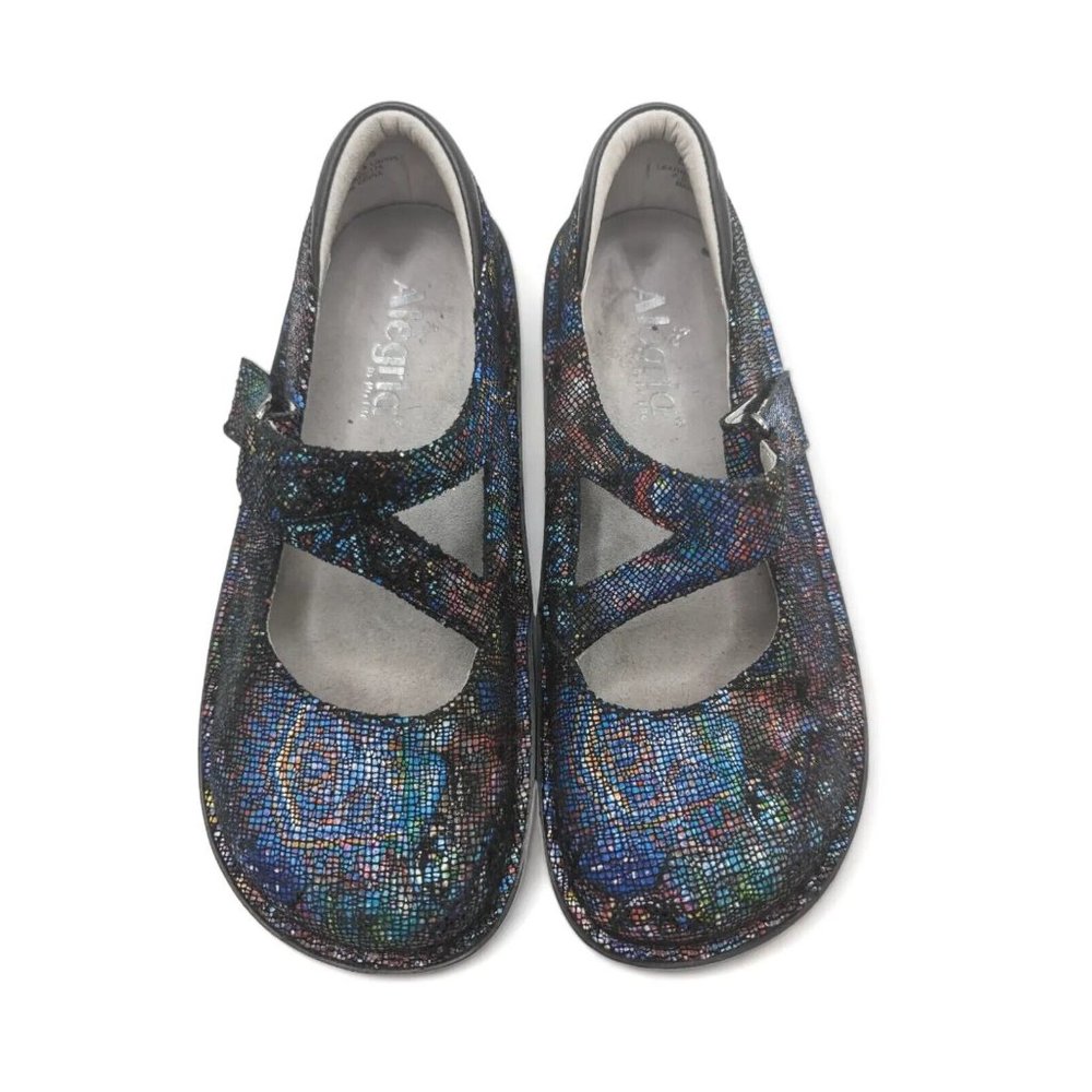 Alegria Dayna Beauty Blur Mary Jane Metallic Leather Shoes Size US 5 EU 35 - Picture 3 of 11